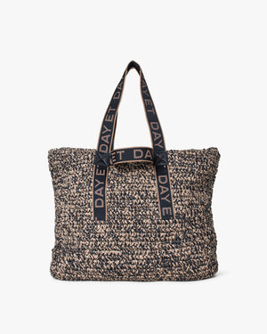 Logo Band Straw Shopper Bag