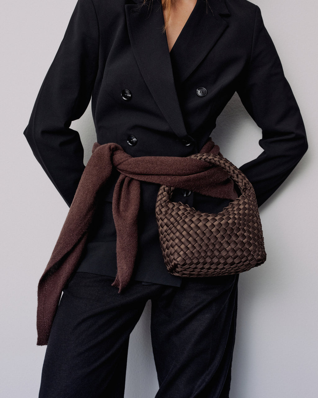 Small Hand-Braided Neoprene Crossbody Håndtaske
