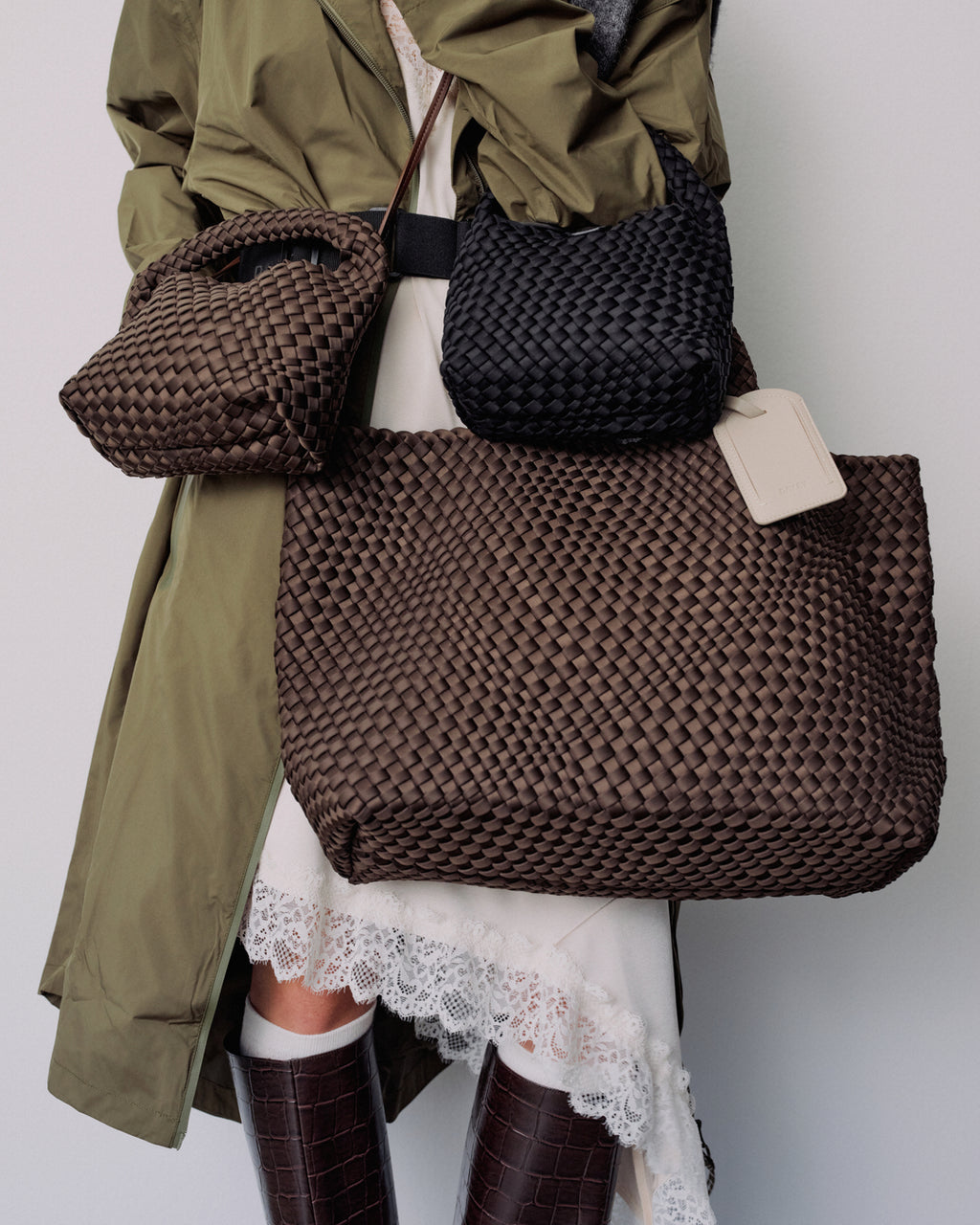 Large Hand-Braided Neoprene Shoulder Bag