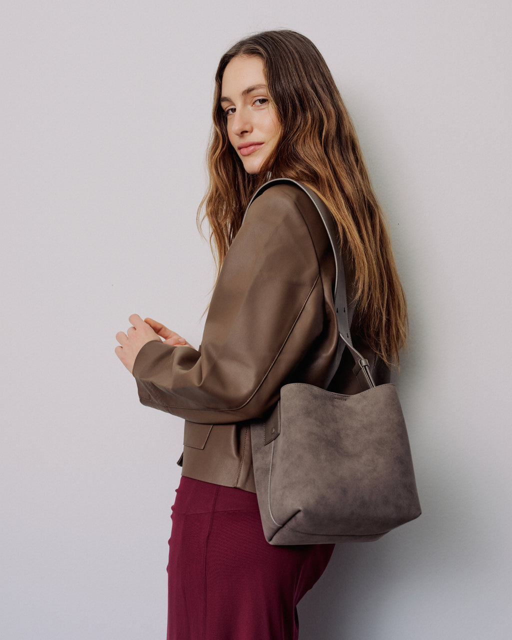 Small Imitation Suede Crossbody Skuldertaske