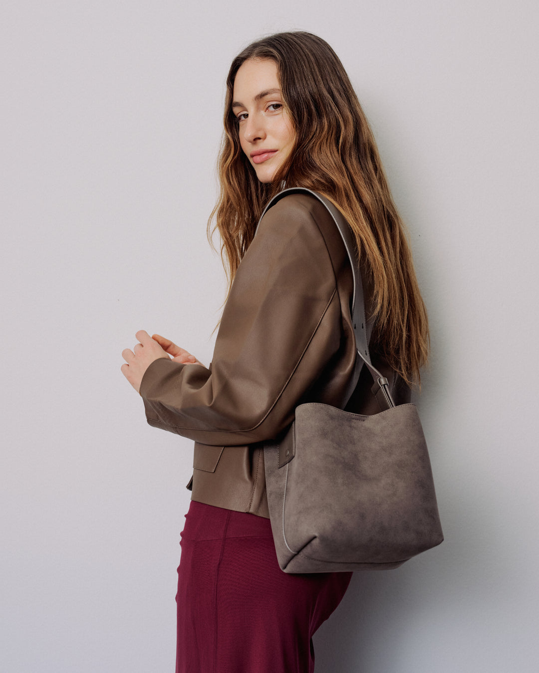 Small Imitation Suede Crossbody Skuldertaske