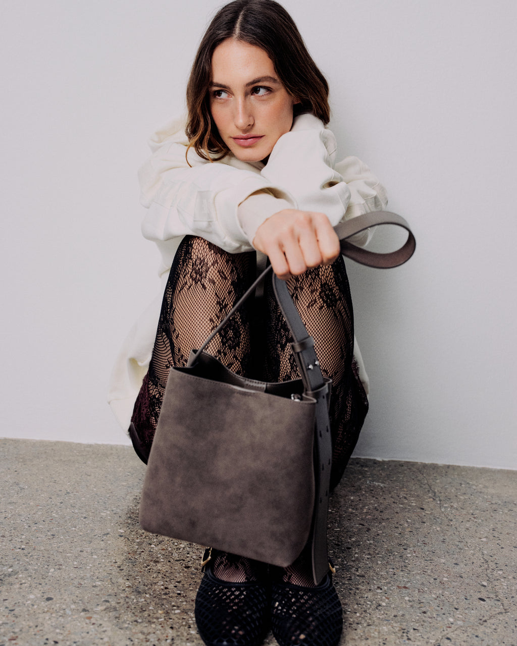 Small Imitation Suede Crossbody Skuldertaske
