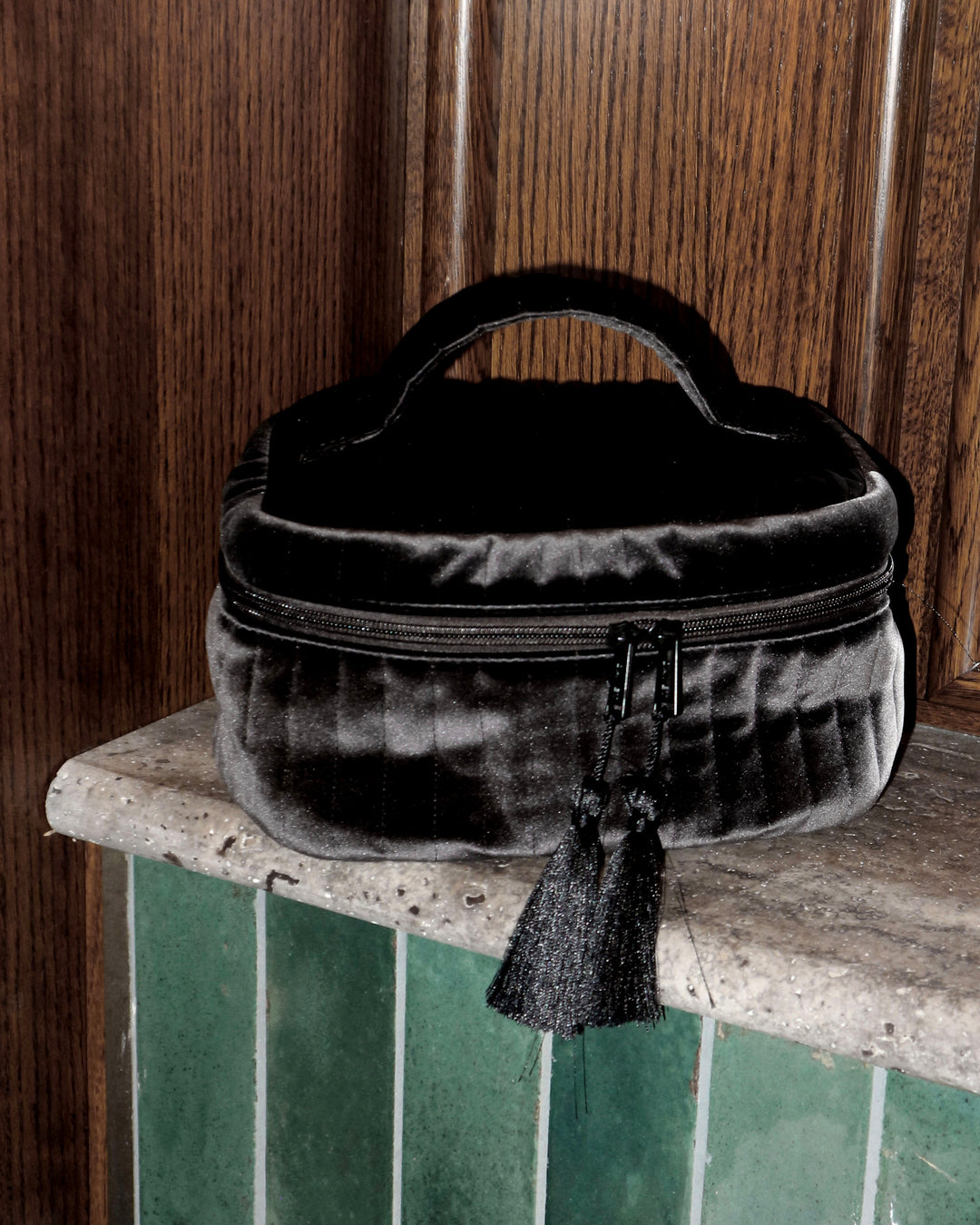 Medium Soft Padded Velour Cosmetic Bag